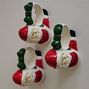 Frankel Winking Santa Napkin Ring Holders, S/3